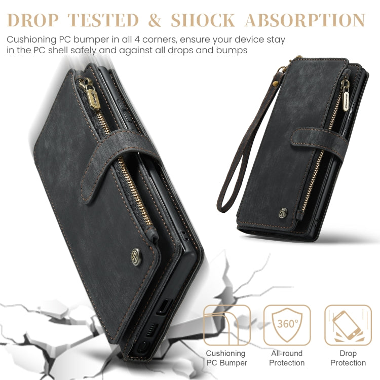 For Samsung Galaxy S24 Ultra 5G CaseMe C30 Card Slots Zipper Wallet Leather Phone Case(Black) - free shipping - PMC Jewellery - Order now!