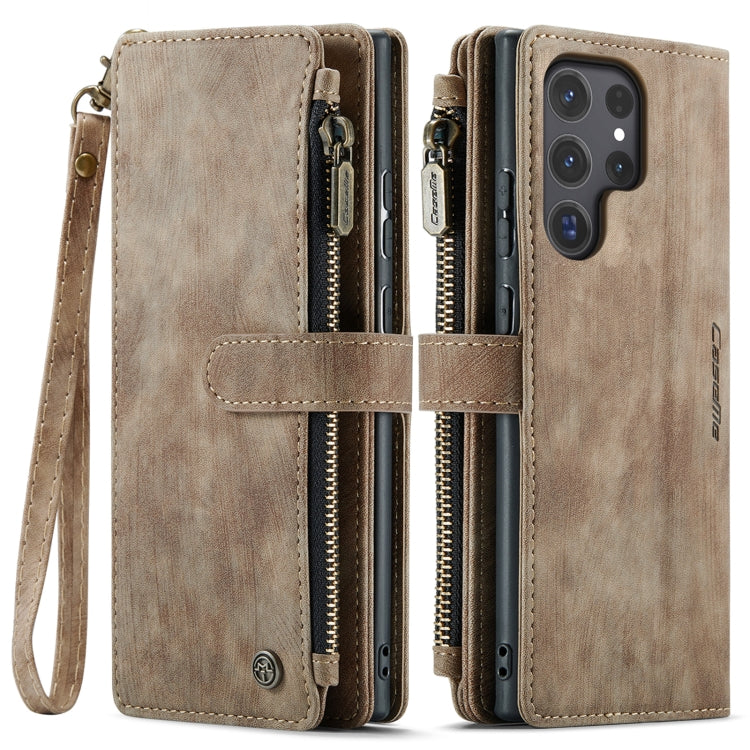 For Samsung Galaxy S24 Ultra 5G CaseMe C30 Card Slots Zipper Wallet Leather Phone Case(Brown) - free shipping - PMC TechLife - Order now!