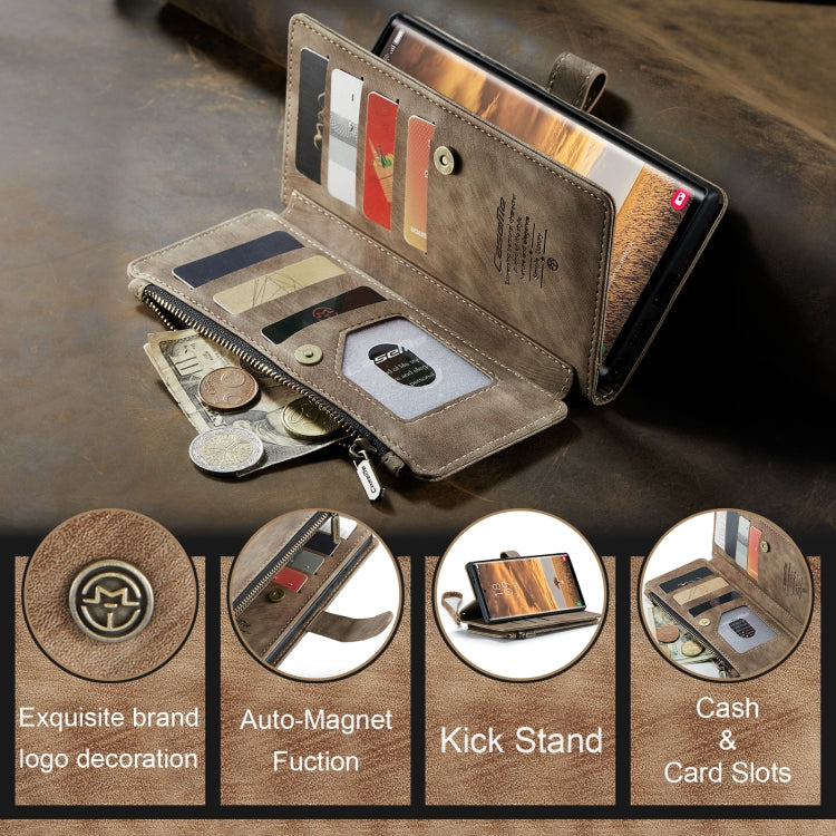 For Samsung Galaxy S24 Ultra 5G CaseMe C30 Card Slots Zipper Wallet Leather Phone Case(Brown) - free shipping - PMC TechLife - Order now!