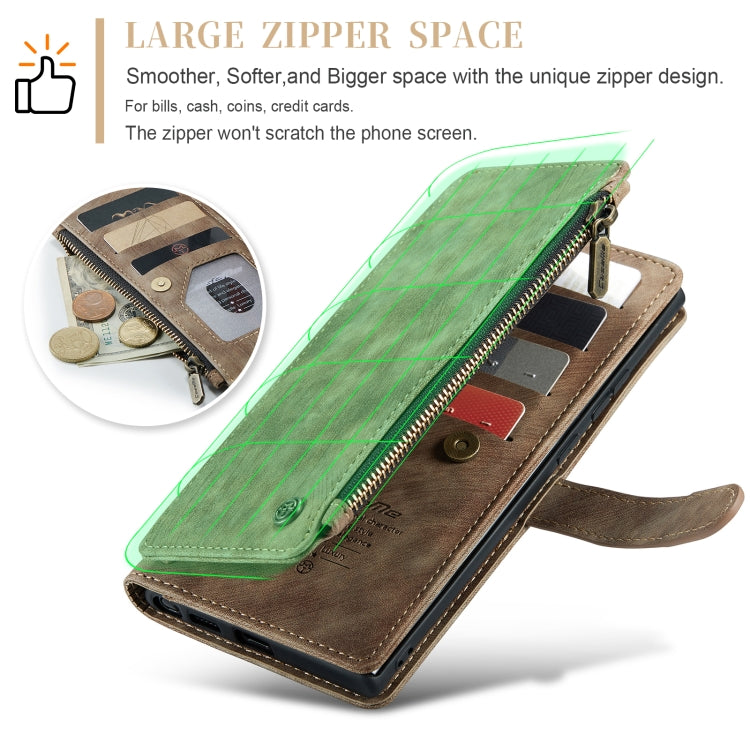 For Samsung Galaxy S24 Ultra 5G CaseMe C30 Card Slots Zipper Wallet Leather Phone Case(Brown) - free shipping - PMC TechLife - Order now!