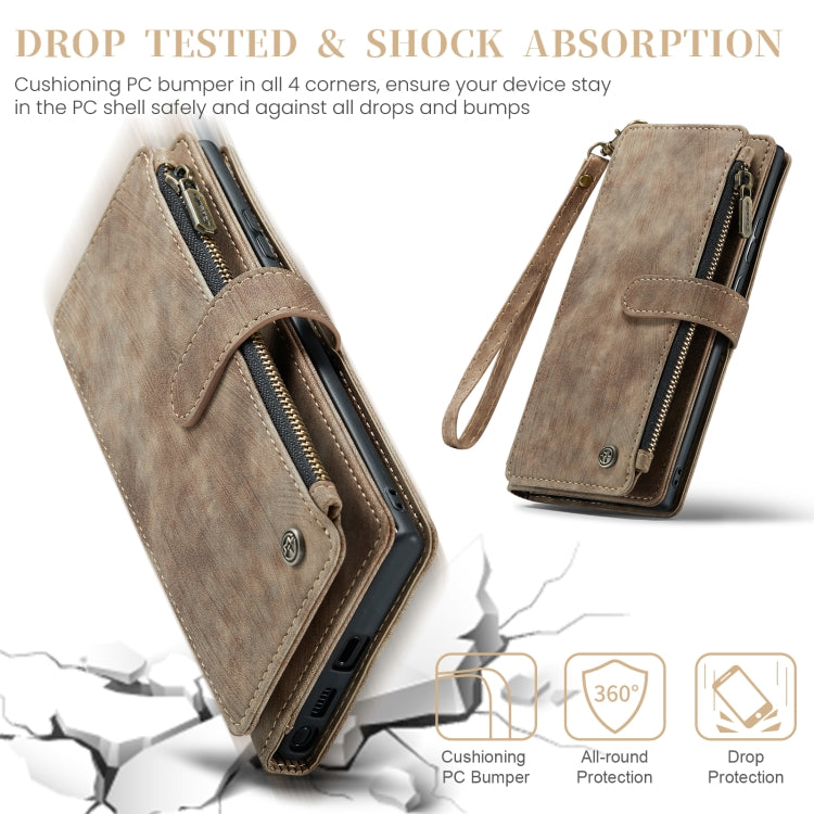 For Samsung Galaxy S24 Ultra 5G CaseMe C30 Card Slots Zipper Wallet Leather Phone Case(Brown) - free shipping - PMC TechLife - Order now!