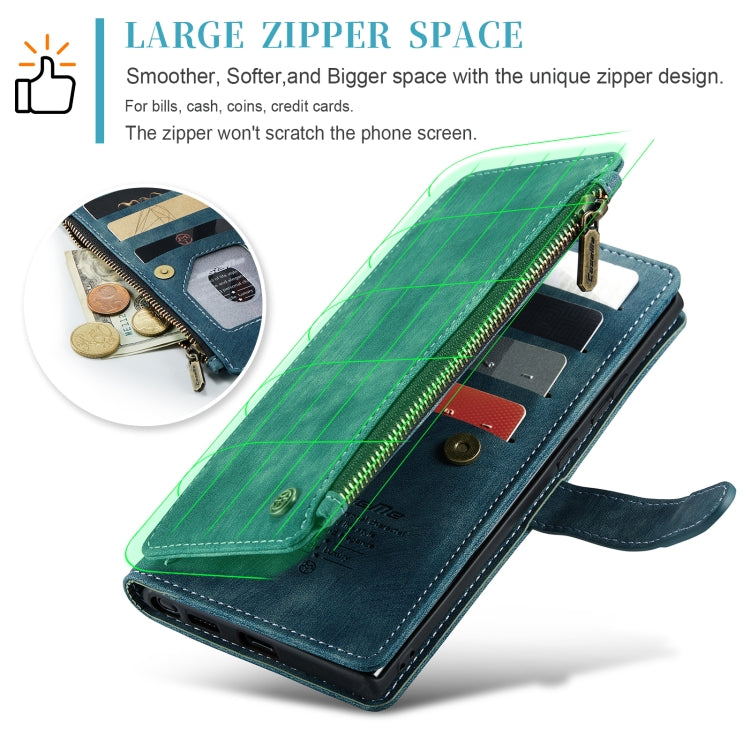 For Samsung Galaxy S24 Ultra 5G CaseMe C30 Card Slots Zipper Wallet Leather Phone Case(Blue) - Galaxy S24 Ultra 5G Cases by CaseMe | Online Shopping South Africa | PMC TechLife | Buy Now Pay Later Mobicred