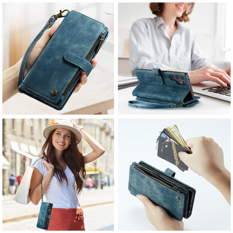 For Samsung Galaxy S24 Ultra 5G CaseMe C30 Card Slots Zipper Wallet Leather Phone Case(Blue) - Galaxy S24 Ultra 5G Cases by CaseMe | Online Shopping South Africa | PMC TechLife | Buy Now Pay Later Mobicred