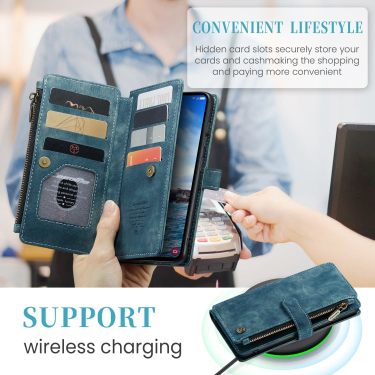 For Samsung Galaxy S24+ 5G CaseMe C30 Card Slots Zipper Wallet Leather Phone Case(Blue) - free shipping - PMC Jewellery - Order now!