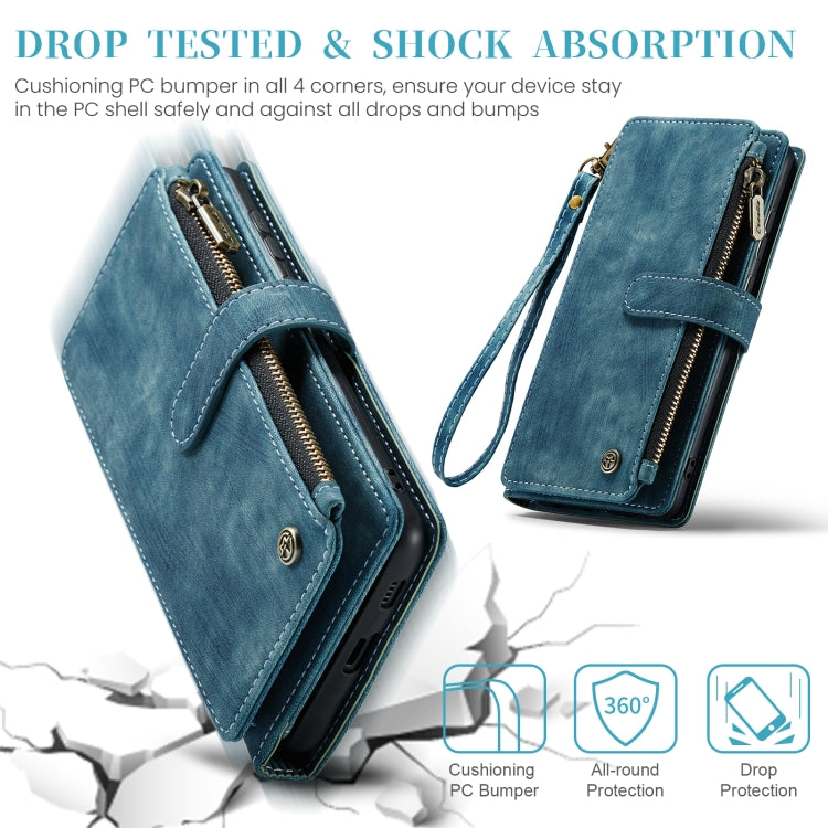 For Samsung Galaxy S24+ 5G CaseMe C30 Card Slots Zipper Wallet Leather Phone Case(Blue) - free shipping - PMC Jewellery - Order now!