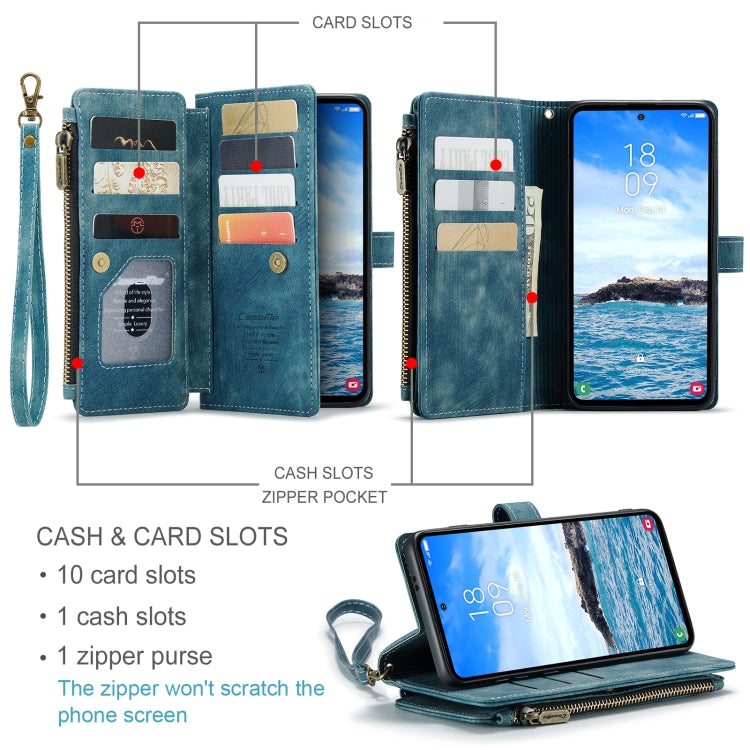 For Samsung Galaxy S24+ 5G CaseMe C30 Card Slots Zipper Wallet Leather Phone Case(Blue) - free shipping - PMC Jewellery - Order now!