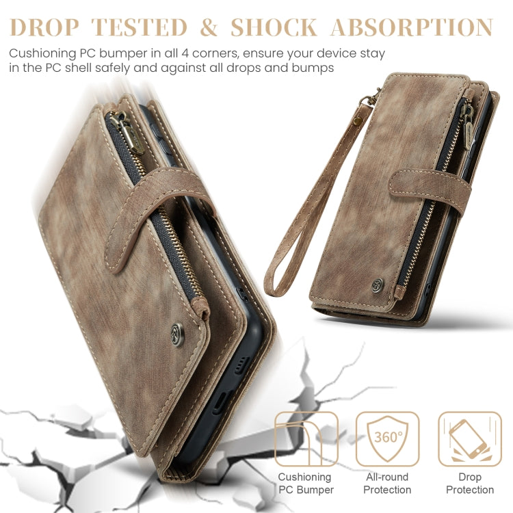 For Samsung Galaxy S24 5G CaseMe C30 Card Slots Zipper Wallet Leather Phone Case(Brown) - free shipping - PMC Jewellery - Order now!