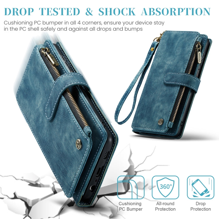 For Samsung Galaxy A25 4G CaseMe C30 Card Slots Zipper Wallet Leather Phone Case(Blue) - free shipping - PMC TechLife - Order now!