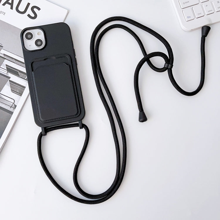 For iPhone 15 Crossbody Lanyard Elastic Silicone Card Holder Phone Case(Black) - iPhone 15 Cases by PMC TechLife | Online Shopping South Africa | PMC TechLife