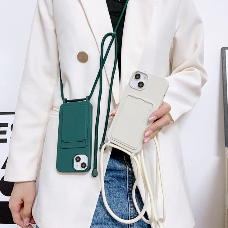 For iPhone 15 Plus Crossbody Lanyard Elastic Silicone Card Holder Phone Case(Dark Green) - iPhone 15 Plus Cases by PMC TechLife | Online Shopping South Africa | PMC TechLife