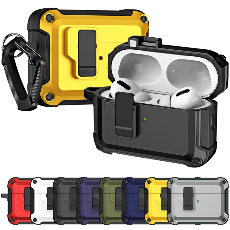 For AirPods Pro 2 TPU + PC Wireless Bluetooth Earphone Protective Case with Switch Lock & Hook(Black) - For AirPods Pro 2 by PMC TechLife | Online Shopping South Africa | PMC TechLife