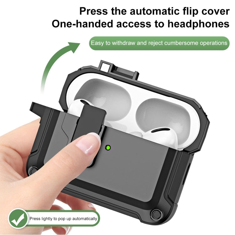 For AirPods Pro 2 TPU + PC Wireless Bluetooth Earphone Protective Case with Switch Lock & Hook(Grey) - free shipping - PMC Jewellery - Order now!