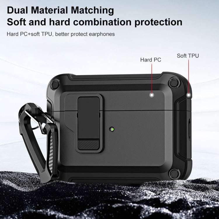 For AirPods Pro 2 TPU + PC Wireless Bluetooth Earphone Protective Case with Switch Lock & Hook(White) - For AirPods Pro 2 by PMC Jewellery | Online Shopping South Africa | PMC Jewellery | Buy Now Pay Later Mobicred