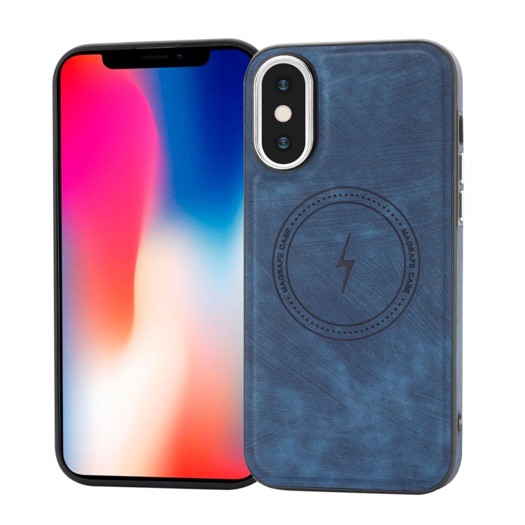 For iPhone XS /X Side PU Hybrid TPU Magsafe Phone Case(Blue) - More iPhone Cases by PMC TechLife | Online Shopping South Africa | PMC TechLife