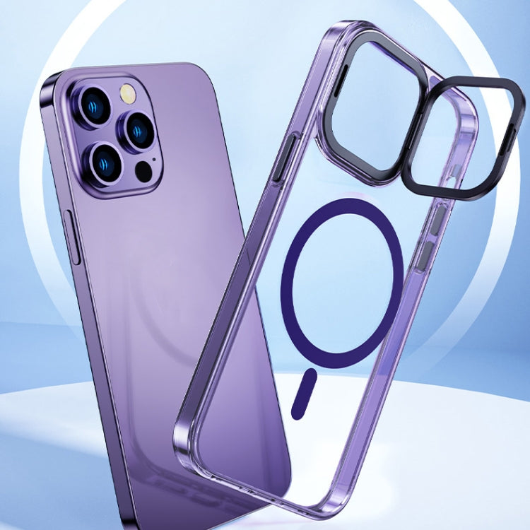 For iPhone 14 Pro Max MagSafe Magnetic Invisible Holder Transparent Phone Case(Blue) - iPhone 14 Pro Max Cases by PMC TechLife | Online Shopping South Africa | PMC TechLife