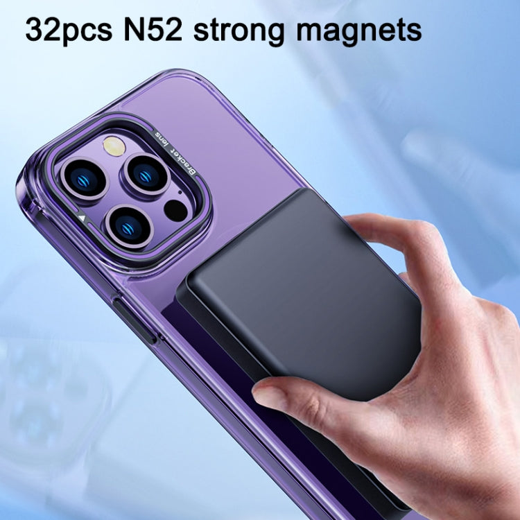 For iPhone 14 Plus MagSafe Magnetic Invisible Holder Transparent Phone Case(Purple) - iPhone 14 Plus Cases by PMC TechLife | Online Shopping South Africa | PMC TechLife