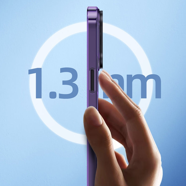 For iPhone 15 Plus MagSafe Magnetic Invisible Holder Transparent Phone Case(Purple) - iPhone 15 Plus Cases by PMC TechLife | Online Shopping South Africa | PMC TechLife