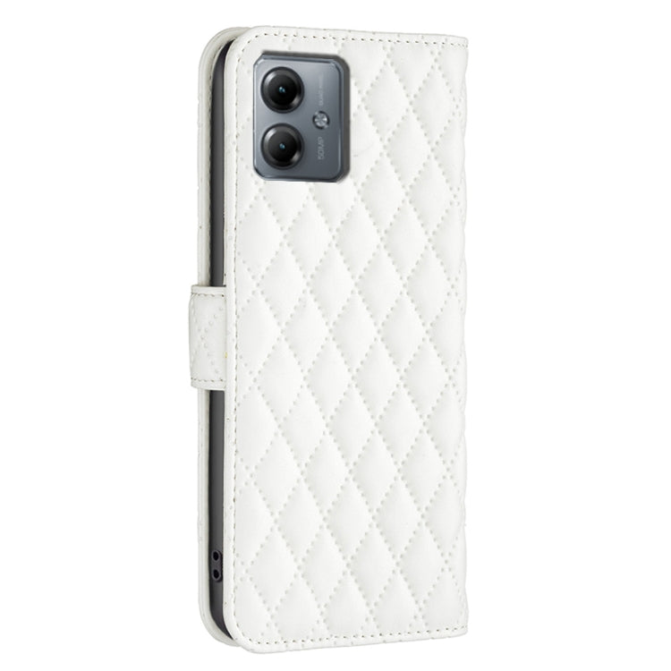 For Motorola Moto G14 4G Diamond Lattice Wallet Flip Leather Phone Case(White) - free shipping - PMC TechLife - Order now!