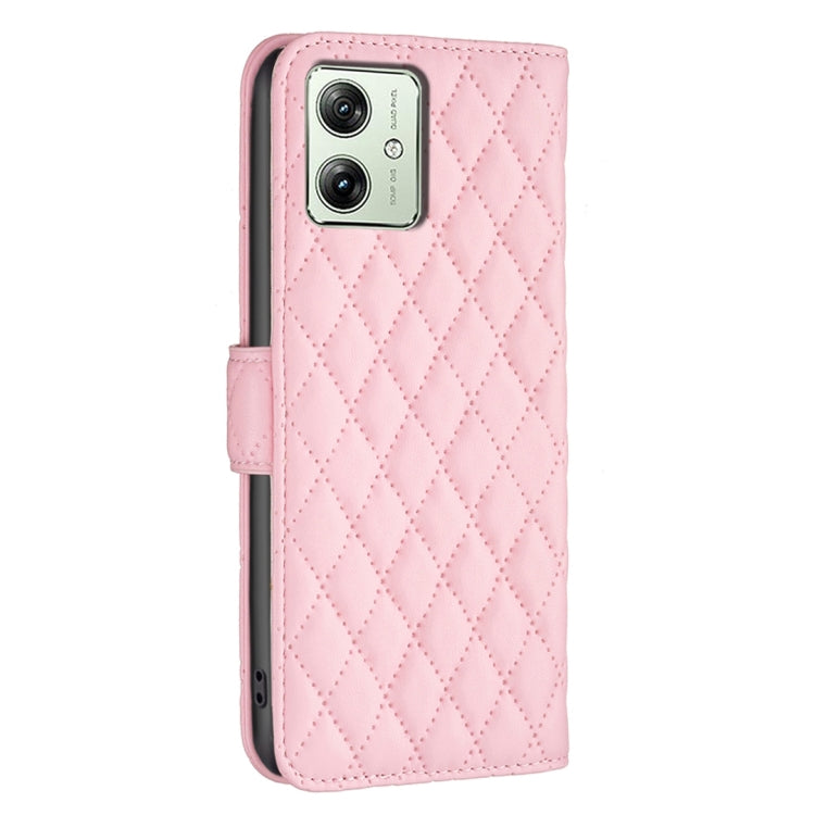 For Motorola Moto G54 5G EU Edition Diamond Lattice Wallet Flip Leather Phone Case(Pink) - Motorola Cases by PMC TechLife | Online Shopping South Africa | PMC TechLife | Buy Now Pay Later Mobicred