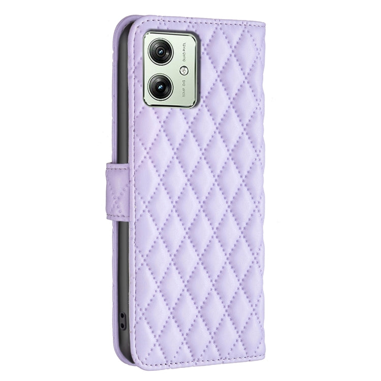 For Motorola Moto G54 5G EU Edition Diamond Lattice Wallet Flip Leather Phone Case(Purple) - Motorola Cases by PMC TechLife | Online Shopping South Africa | PMC TechLife | Buy Now Pay Later Mobicred