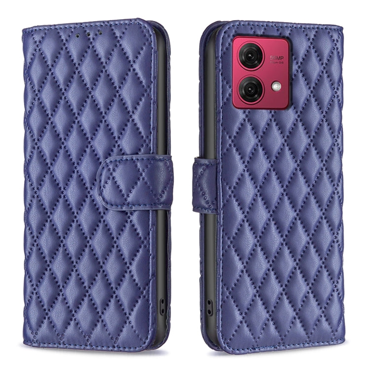 For Motorola Moto G84 Diamond Lattice Wallet Flip Leather Phone Case(Blue) - Motorola Cases by PMC TechLife | Online Shopping South Africa | PMC TechLife | Buy Now Pay Later Mobicred