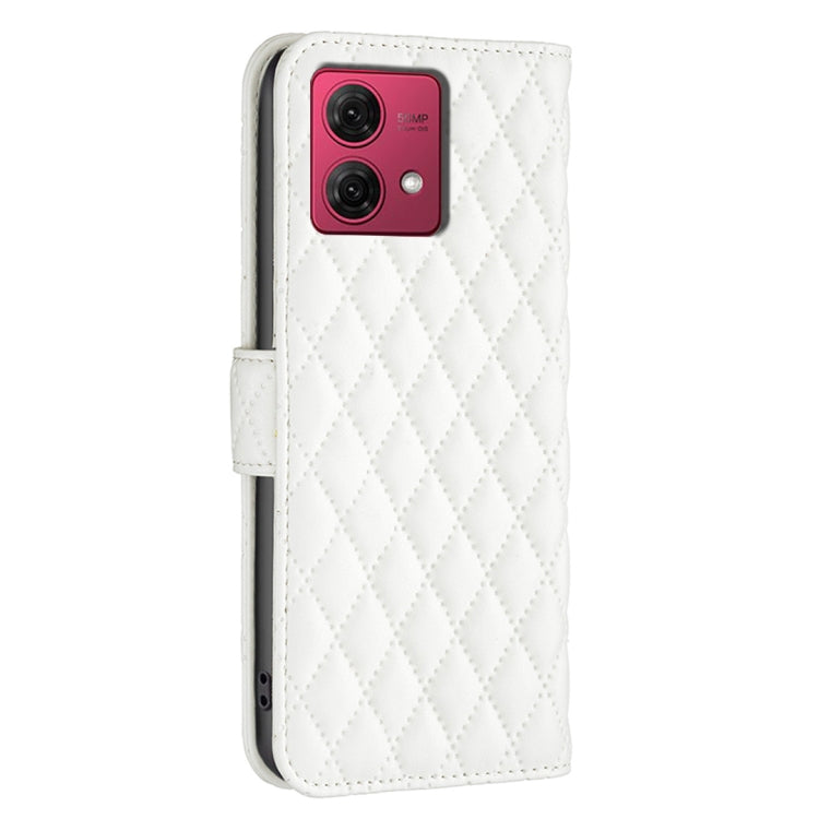 For Motorola Moto G84 Diamond Lattice Wallet Flip Leather Phone Case(White) - Motorola Cases by PMC TechLife | Online Shopping South Africa | PMC TechLife | Buy Now Pay Later Mobicred
