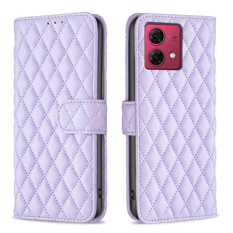 For Motorola Moto G84 Diamond Lattice Wallet Flip Leather Phone Case(Purple) - Motorola Cases by PMC TechLife | Online Shopping South Africa | PMC TechLife | Buy Now Pay Later Mobicred