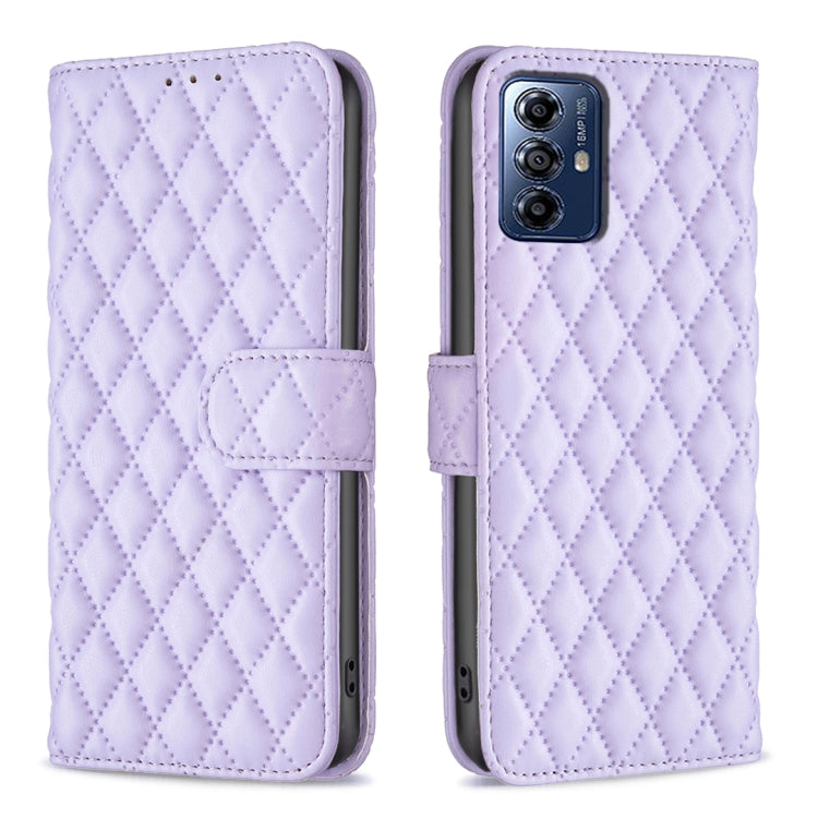 For Motorola Moto G Play 2024 Diamond Lattice Wallet Flip Leather Phone Case(Purple) - Motorola Cases by PMC TechLife | Online Shopping South Africa | PMC TechLife | Buy Now Pay Later Mobicred