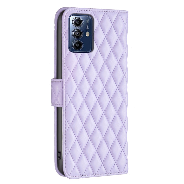 For Motorola Moto G Play 2024 Diamond Lattice Wallet Flip Leather Phone Case(Purple) - Motorola Cases by PMC TechLife | Online Shopping South Africa | PMC TechLife | Buy Now Pay Later Mobicred