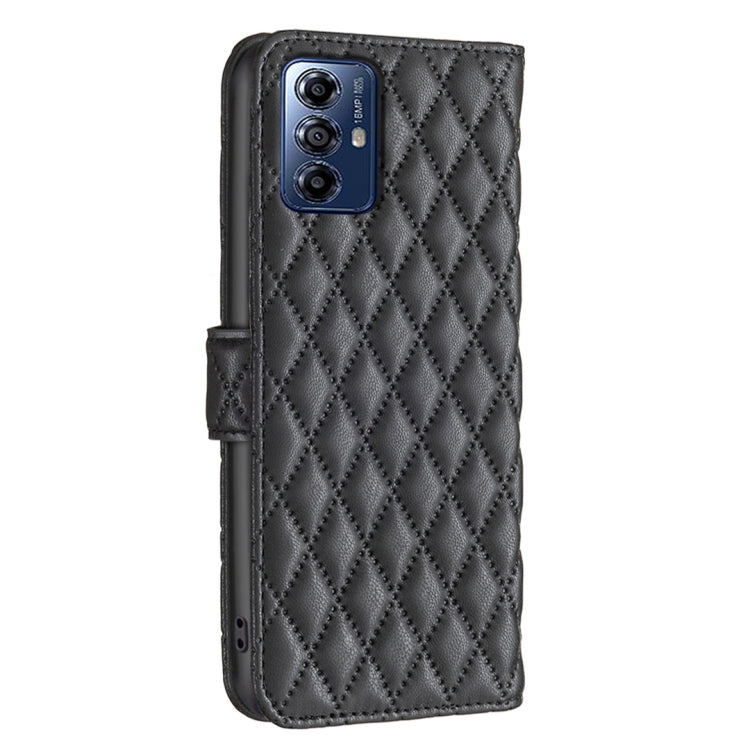 For Motorola Moto G Play 2024 Diamond Lattice Wallet Flip Leather Phone Case(Black) - Motorola Cases by PMC TechLife | Online Shopping South Africa | PMC TechLife | Buy Now Pay Later Mobicred