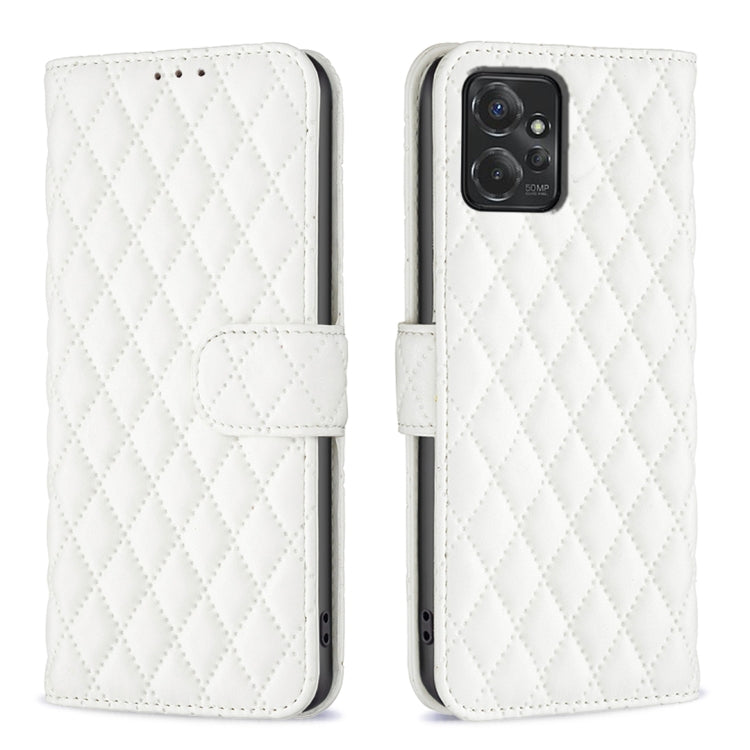 For Motorola Moto G Power 5G 2024 Diamond Lattice Wallet Flip Leather Phone Case(White) - Motorola Cases by PMC TechLife | Online Shopping South Africa | PMC TechLife | Buy Now Pay Later Mobicred