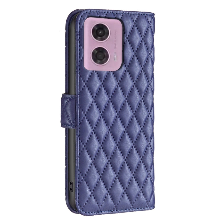 For Motorola Moto G34 5G Diamond Lattice Wallet Flip Leather Phone Case(Blue) - Motorola Cases by PMC TechLife | Online Shopping South Africa | PMC TechLife