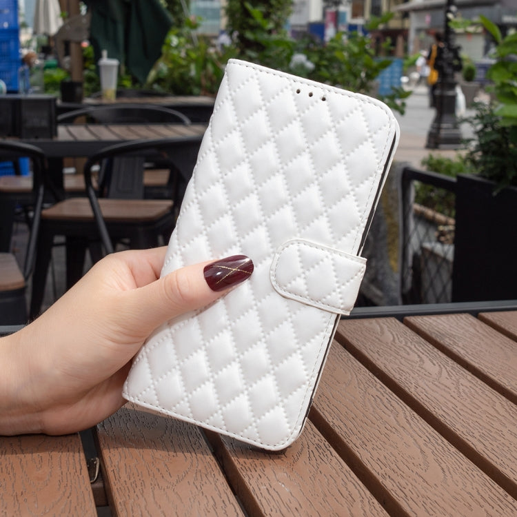 For Motorola Moto G34 5G Diamond Lattice Wallet Flip Leather Phone Case(White) - Motorola Cases by PMC TechLife | Online Shopping South Africa | PMC TechLife | Buy Now Pay Later Mobicred