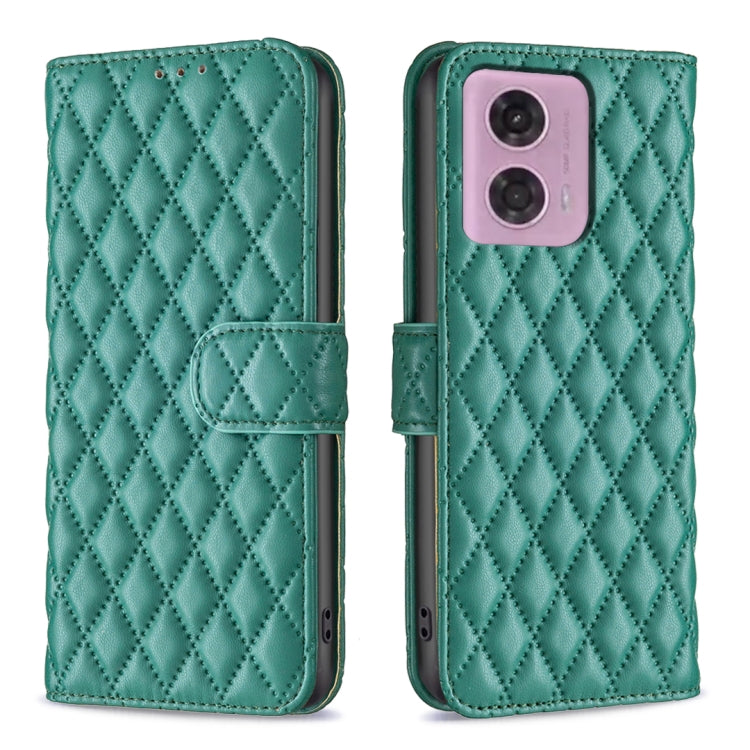 For Motorola Moto G34 5G Diamond Lattice Wallet Flip Leather Phone Case(Green) - Motorola Cases by PMC TechLife | Online Shopping South Africa | PMC TechLife | Buy Now Pay Later Mobicred