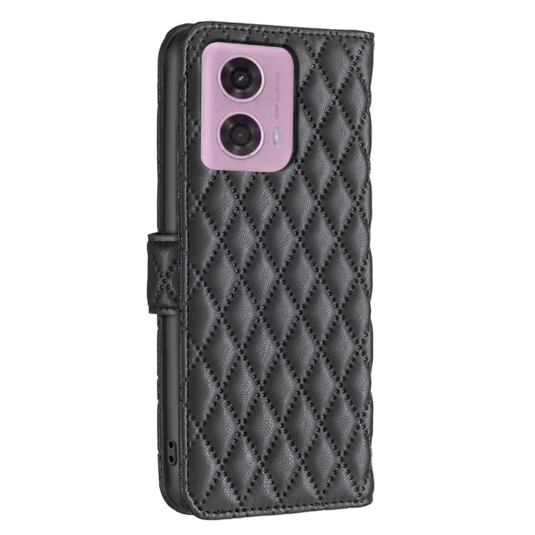 For Motorola Moto G34 5G Diamond Lattice Wallet Flip Leather Phone Case(Black) - Motorola Cases by PMC TechLife | Online Shopping South Africa | PMC TechLife | Buy Now Pay Later Mobicred