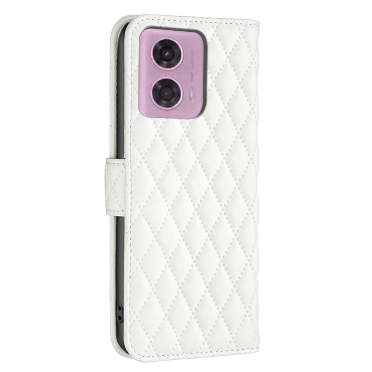 For Motorola Moto G24 Diamond Lattice Wallet Flip Leather Phone Case(White) - Motorola Cases by PMC TechLife | Online Shopping South Africa | PMC TechLife | Buy Now Pay Later Mobicred