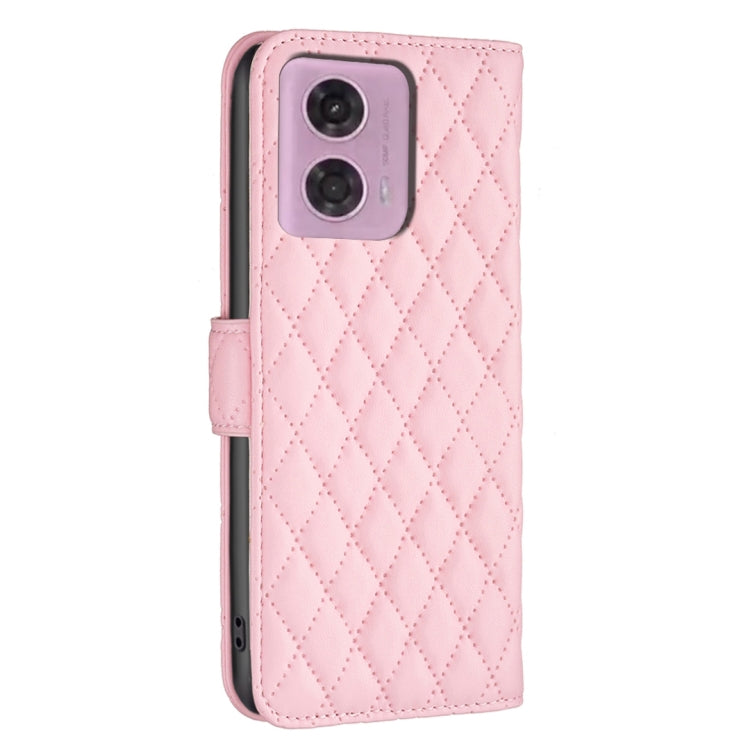 For Motorola Moto G24 Diamond Lattice Wallet Flip Leather Phone Case(Pink) - Motorola Cases by PMC TechLife | Online Shopping South Africa | PMC TechLife | Buy Now Pay Later Mobicred