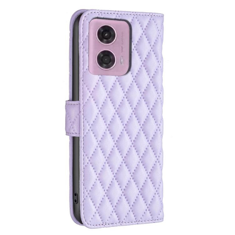 For Motorola Moto G24 Diamond Lattice Wallet Flip Leather Phone Case(Purple) - Motorola Cases by PMC TechLife | Online Shopping South Africa | PMC TechLife | Buy Now Pay Later Mobicred