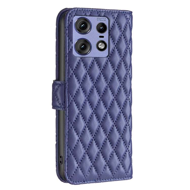 For Motorola Edge 50 Pro 5G Diamond Lattice Wallet Flip Leather Phone Case(Blue) - Motorola Cases by PMC TechLife | Online Shopping South Africa | PMC TechLife | Buy Now Pay Later Mobicred