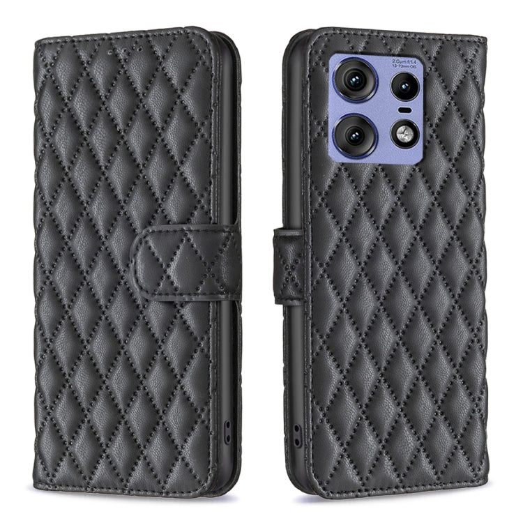 For Motorola Edge 50 Pro 5G Diamond Lattice Wallet Flip Leather Phone Case(Black) - Motorola Cases by PMC TechLife | Online Shopping South Africa | PMC TechLife | Buy Now Pay Later Mobicred