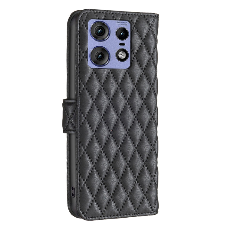For Motorola Edge 50 Pro 5G Diamond Lattice Wallet Flip Leather Phone Case(Black) - Motorola Cases by PMC TechLife | Online Shopping South Africa | PMC TechLife | Buy Now Pay Later Mobicred