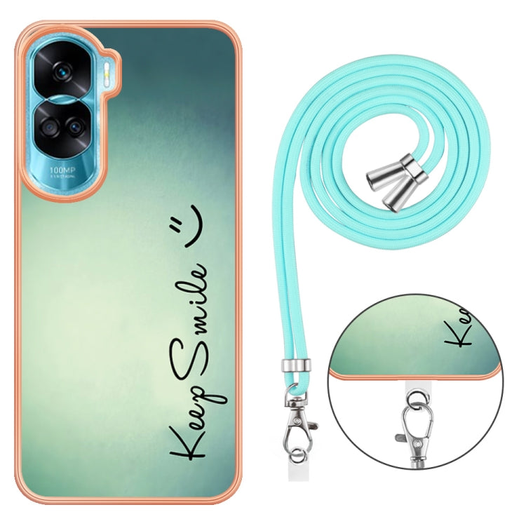 For Honor 90 Lite 5G Electroplating Dual-side IMD Phone Case with Lanyard(Smile) - Honor Cases by PMC TechLife | Online Shopping South Africa | PMC TechLife | Buy Now Pay Later Mobicred