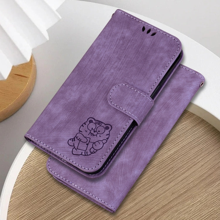For Google Pixel 9 Pro Little Tiger Embossed Leather Phone Case(Purple) - Google Cases by PMC TechLife | Online Shopping South Africa | PMC TechLife | Buy Now Pay Later Mobicred
