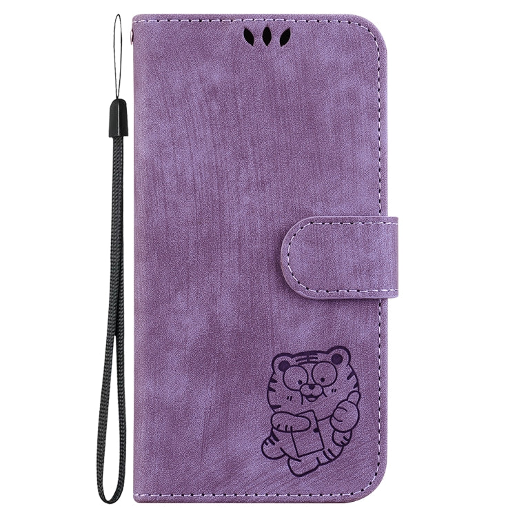 For Google Pixel 9 Little Tiger Embossed Leather Phone Case(Purple) - Google Cases by PMC TechLife | Online Shopping South Africa | PMC TechLife | Buy Now Pay Later Mobicred