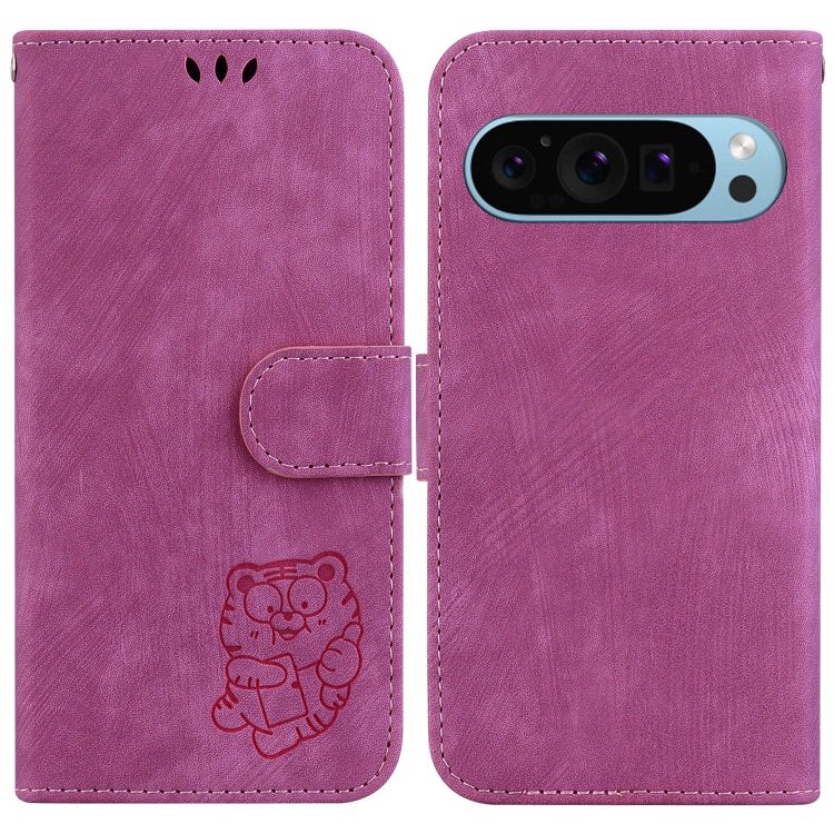 For Google Pixel 9 Little Tiger Embossed Leather Phone Case(Rose Red) - Google Cases by PMC TechLife | Online Shopping South Africa | PMC TechLife | Buy Now Pay Later Mobicred