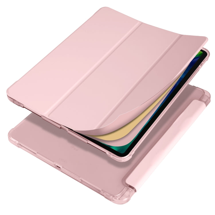 For iPad Air 13 2024 / iPad Pro 12.9 (2020) / iPad Pro 12.9(2018) 3-folding Horizontal Flip PU Leather + Shockproof TPU Tablet Case with Holder & Pen Slot(Pink) - iPad Pro 12.9 (2020) Cases by PMC TechLife | Online Shopping South Africa | PMC TechLife | Buy Now Pay Later Mobicred