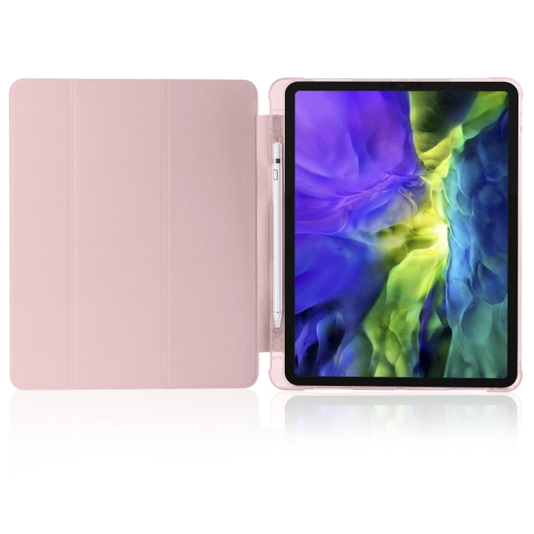 For iPad Air 13 2024 / iPad Pro 12.9 (2020) / iPad Pro 12.9(2018) 3-folding Horizontal Flip PU Leather + Shockproof TPU Tablet Case with Holder & Pen Slot(Pink) - iPad Pro 12.9 (2020) Cases by PMC TechLife | Online Shopping South Africa | PMC TechLife | Buy Now Pay Later Mobicred
