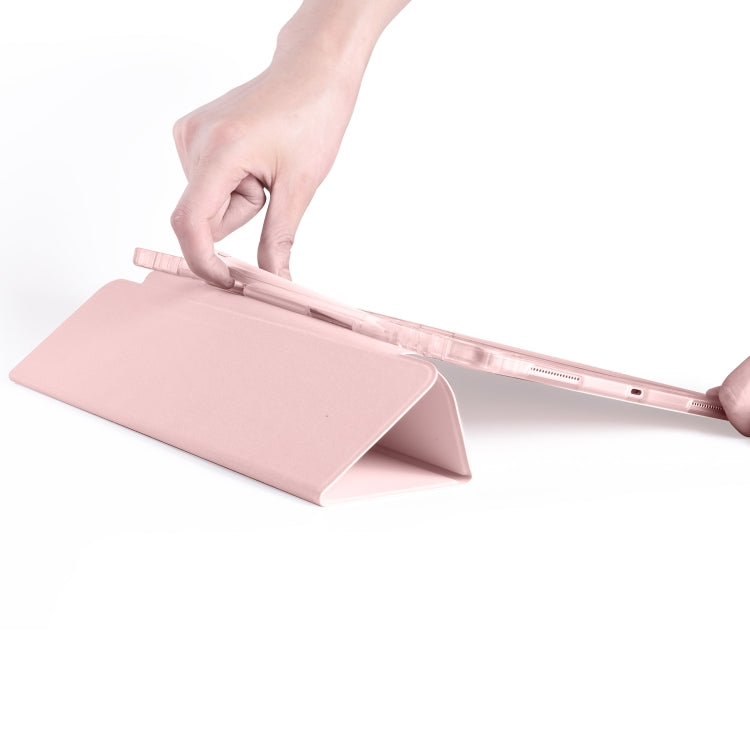 For iPad Air 13 2024 / iPad Pro 12.9 (2020) / iPad Pro 12.9(2018) 3-folding Horizontal Flip PU Leather + Shockproof TPU Tablet Case with Holder & Pen Slot(Pink) - iPad Pro 12.9 (2020) Cases by PMC TechLife | Online Shopping South Africa | PMC TechLife | Buy Now Pay Later Mobicred