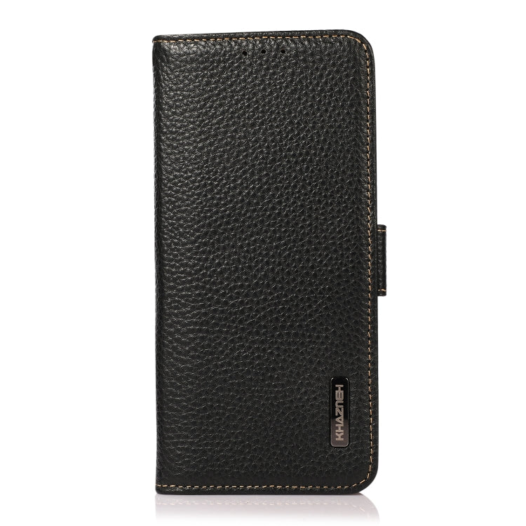 For Honor X50i 5G/90 Lite KHAZNEH Side-Magnetic Litchi Genuine Leather RFID Phone Case(Black) - Honor Cases by PMC TechLife | Online Shopping South Africa | PMC TechLife | Buy Now Pay Later Mobicred