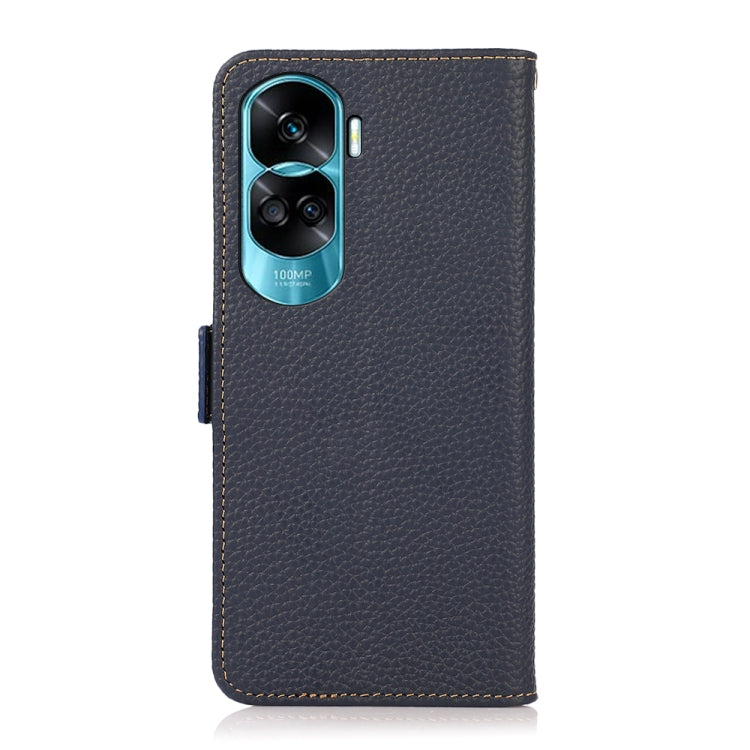 For Honor X50i 5G/90 Lite KHAZNEH Side-Magnetic Litchi Genuine Leather RFID Phone Case(Blue) - Honor Cases by PMC TechLife | Online Shopping South Africa | PMC TechLife | Buy Now Pay Later Mobicred